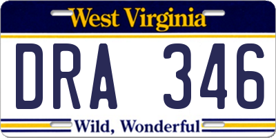 WV license plate DRA346