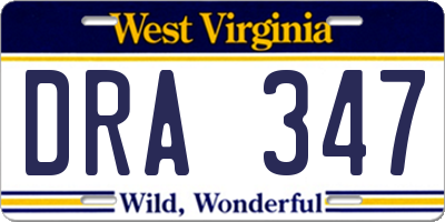 WV license plate DRA347