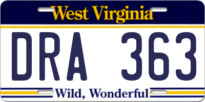 WV license plate DRA363