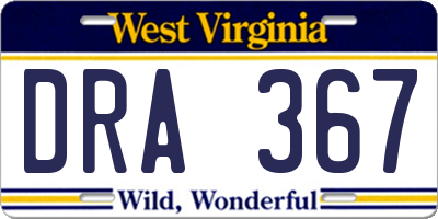 WV license plate DRA367