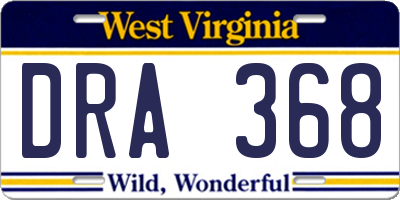 WV license plate DRA368