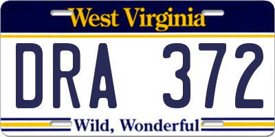 WV license plate DRA372