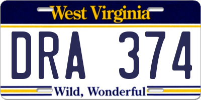 WV license plate DRA374