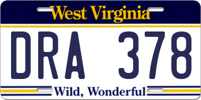 WV license plate DRA378