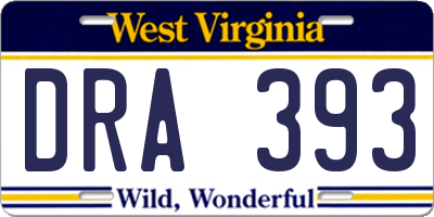 WV license plate DRA393