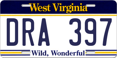 WV license plate DRA397