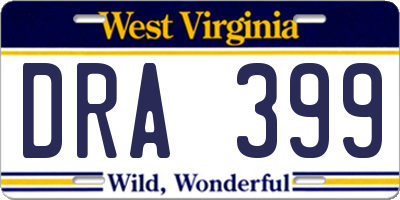 WV license plate DRA399