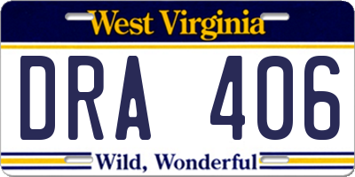 WV license plate DRA406