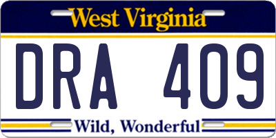 WV license plate DRA409
