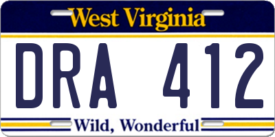 WV license plate DRA412