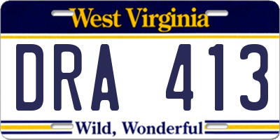 WV license plate DRA413