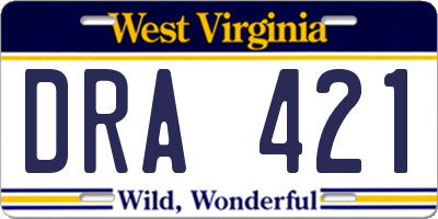 WV license plate DRA421