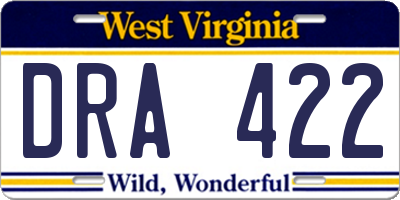 WV license plate DRA422