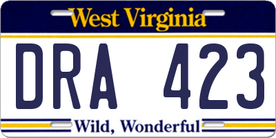WV license plate DRA423