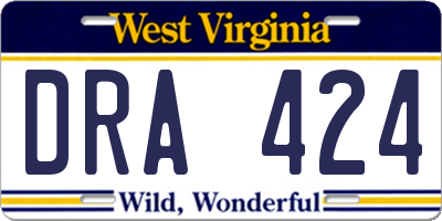 WV license plate DRA424