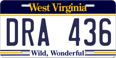 WV license plate DRA436
