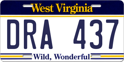 WV license plate DRA437