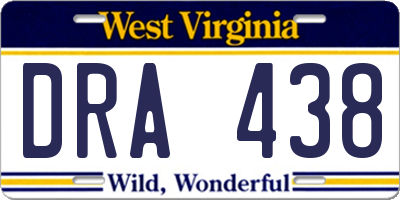 WV license plate DRA438