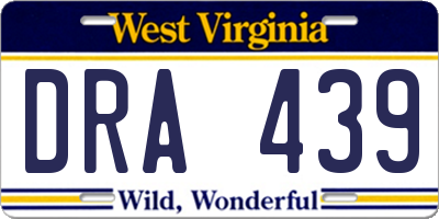 WV license plate DRA439
