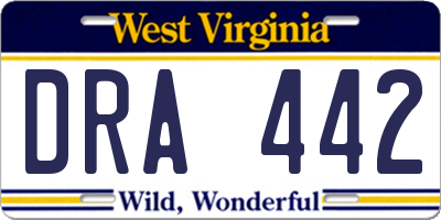 WV license plate DRA442