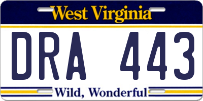 WV license plate DRA443