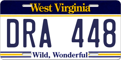 WV license plate DRA448