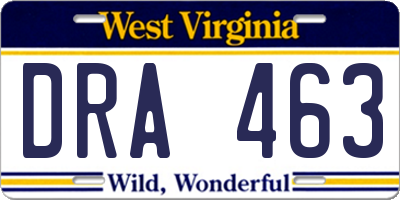 WV license plate DRA463