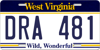 WV license plate DRA481