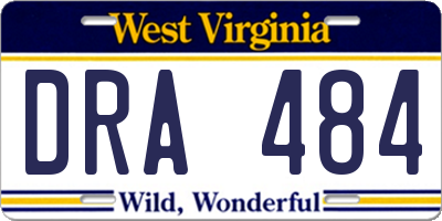 WV license plate DRA484