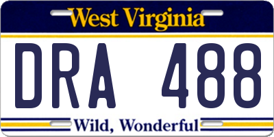 WV license plate DRA488