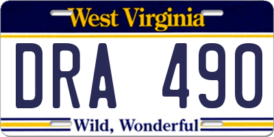 WV license plate DRA490