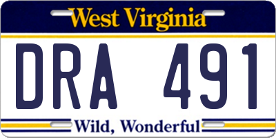 WV license plate DRA491