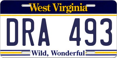 WV license plate DRA493