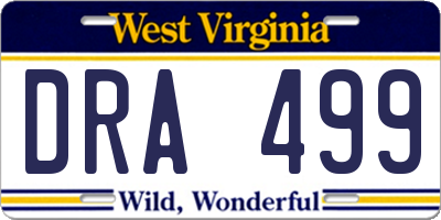 WV license plate DRA499