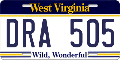 WV license plate DRA505