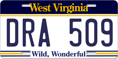 WV license plate DRA509