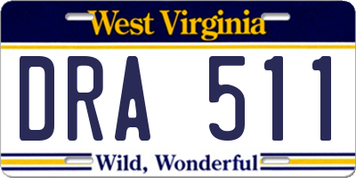 WV license plate DRA511