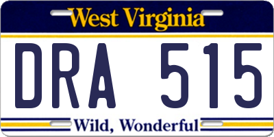 WV license plate DRA515
