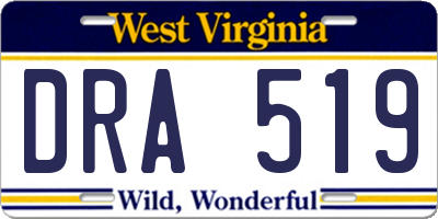 WV license plate DRA519
