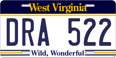 WV license plate DRA522