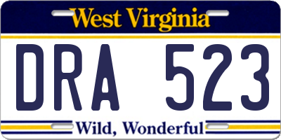 WV license plate DRA523