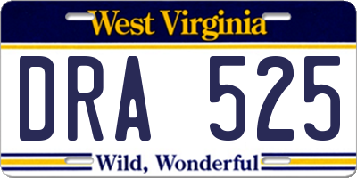 WV license plate DRA525