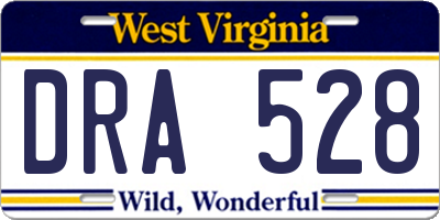 WV license plate DRA528