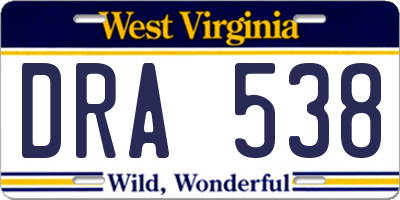 WV license plate DRA538