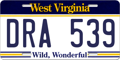 WV license plate DRA539