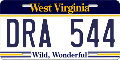 WV license plate DRA544