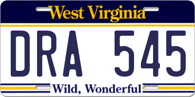WV license plate DRA545