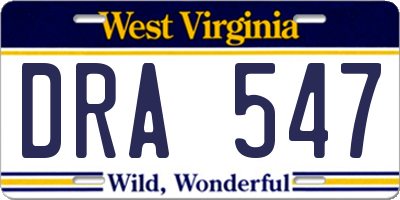 WV license plate DRA547