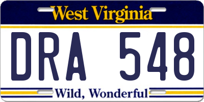 WV license plate DRA548