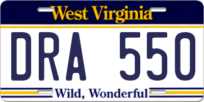 WV license plate DRA550